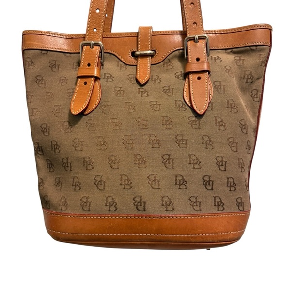 Dooney & Bourke Monogrammed Canvas/Leather Shoulder Bucket
Bag Brown/Tan - Picture 10 of 16